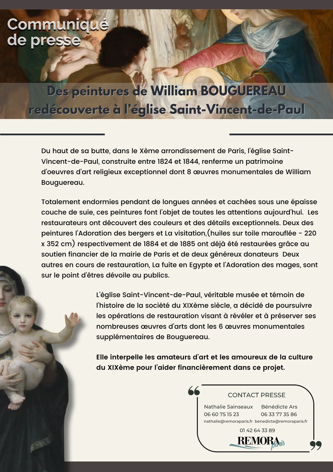 Mise en page d’un communiqué culturel autour de peintures restaurées
